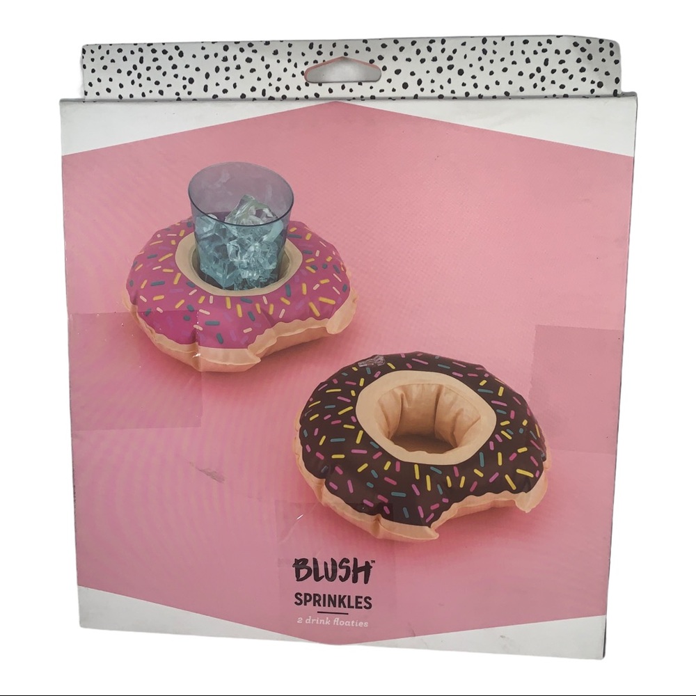 Blush Inflatable Drink Pool Donut Floats Set of 2